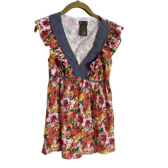 Anthropologie Tops - Anthropologie Fei Floral V Neck Cotton Blouse 2
